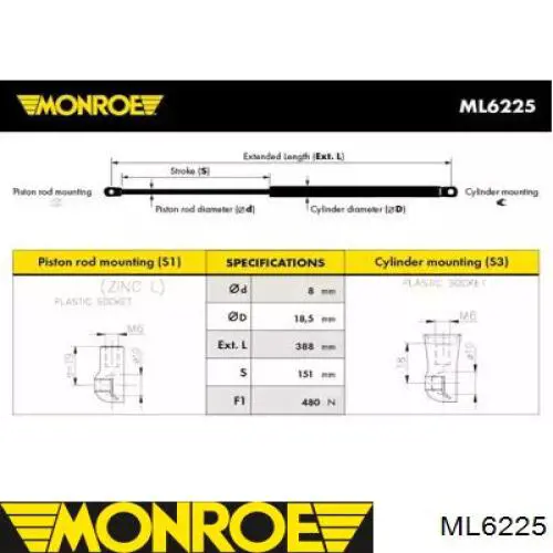  Amortiguador de maletero para Audi A4 8K2