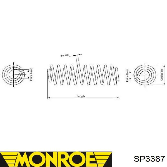 SP3387 Monroe muelle de suspensión eje delantero