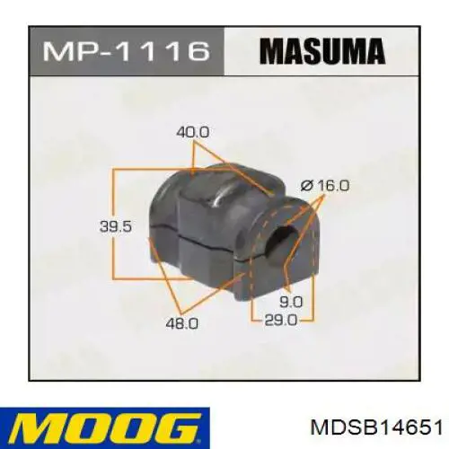  Casquillo de barra estabilizadora delantera para Mazda 3 BM, BN