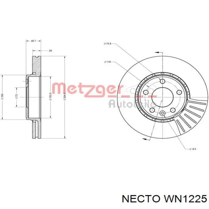 WN1225 Necto freno de disco delantero