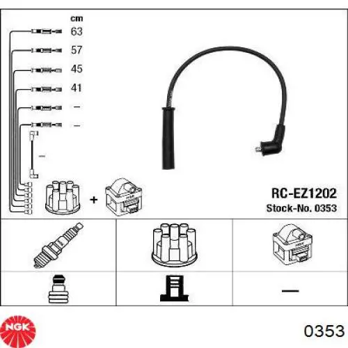 0353 NGK juego de cables de encendido