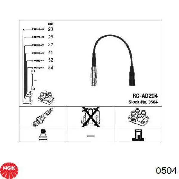 0504 NGK juego de cables de encendido