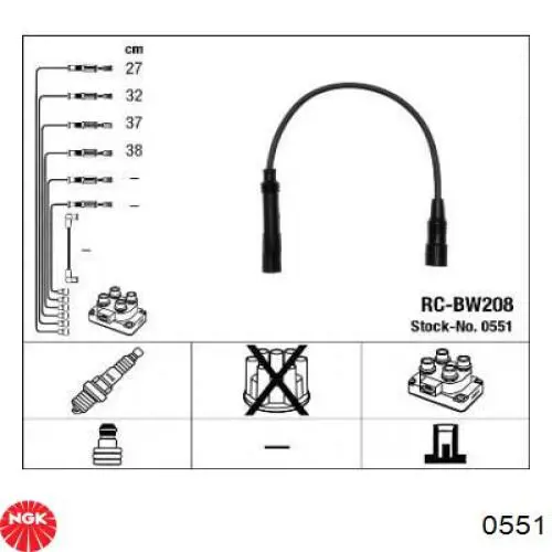 0551 NGK juego de cables de encendido