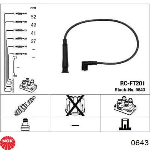 0643 NGK juego de cables de encendido