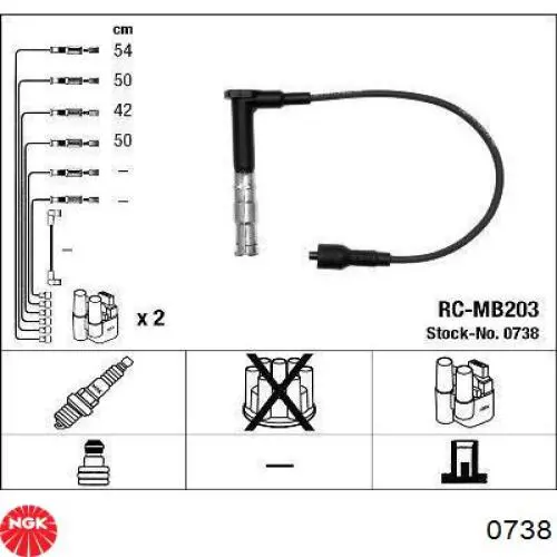 0738 NGK juego de cables de encendido