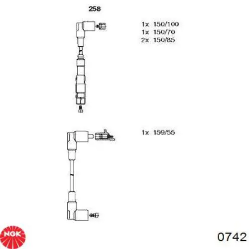 0742 NGK juego de cables de encendido