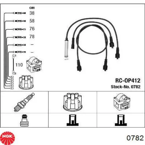 0782 NGK juego de cables de encendido