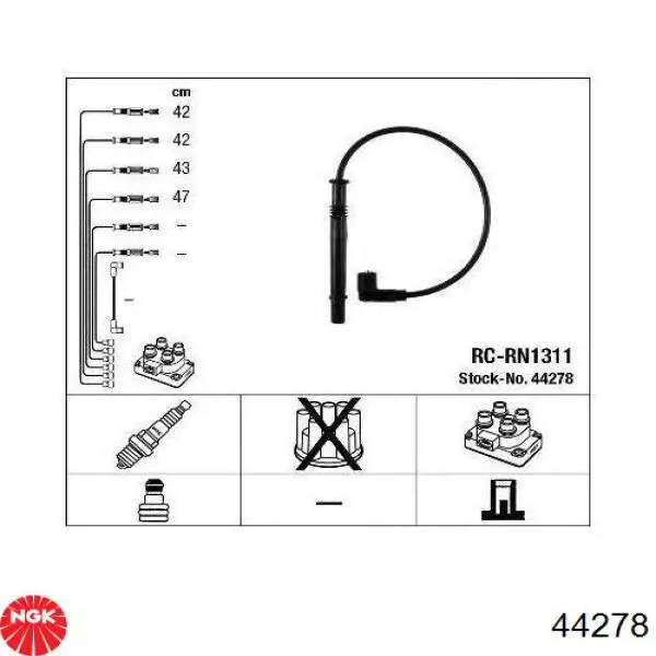 44278 NGK juego de cables de encendido