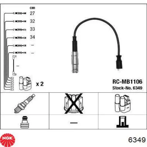 6349 NGK juego de cables de encendido