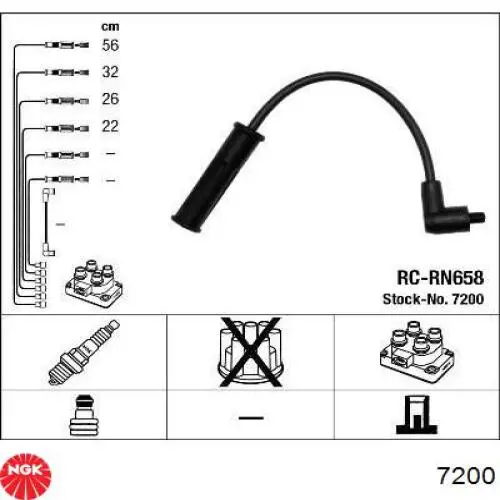 7200 NGK juego de cables de encendido