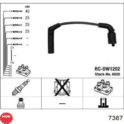 7367 NGK juego de cables de encendido