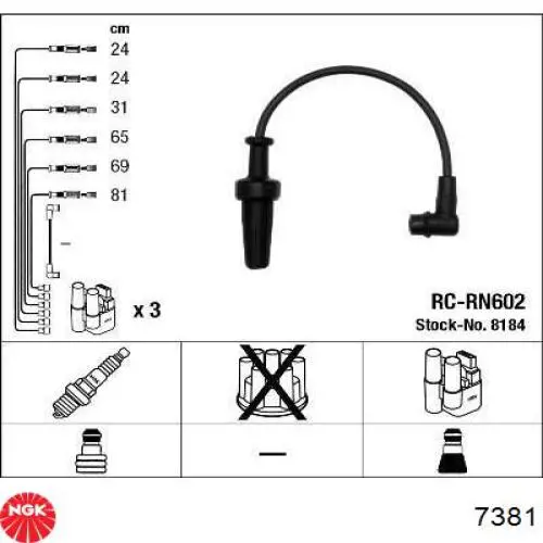 7381 NGK juego de cables de encendido