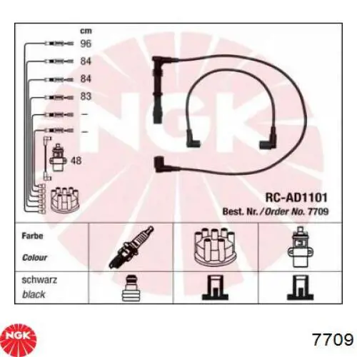 7709 NGK juego de cables de encendido