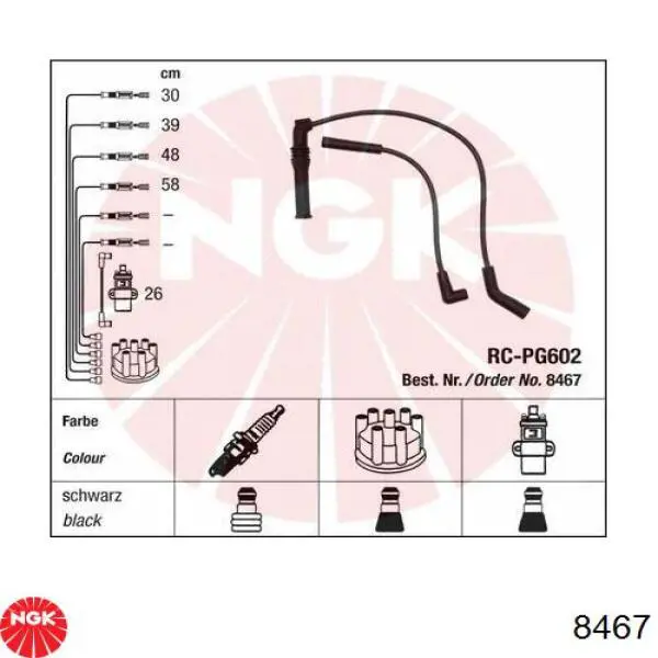 8467 NGK juego de cables de encendido