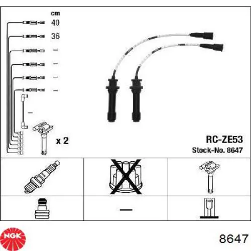 8647 NGK juego de cables de encendido