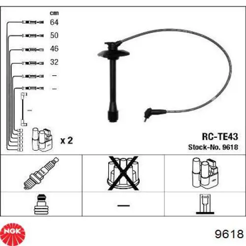 9618 NGK juego de cables de encendido