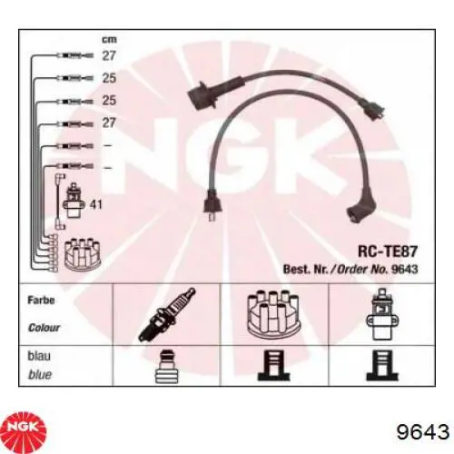 9643 NGK juego de cables de encendido