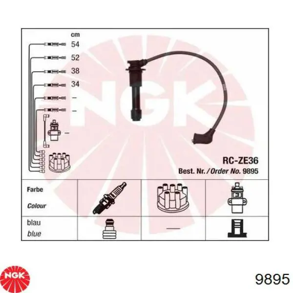 9895 NGK juego de cables de encendido