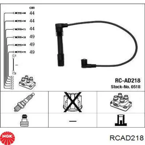 RC-AD218 NGK juego de cables de encendido