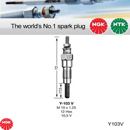 Y-103V NGK bujía de incandescencia