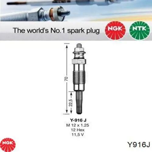 Y-916J NGK bujía de incandescencia