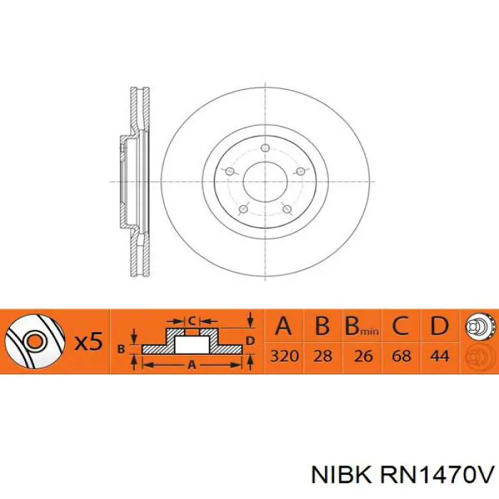 RN1470V Nibk freno de disco delantero