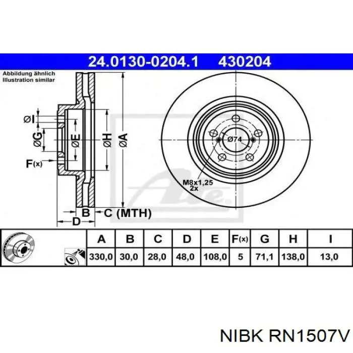 RN1507V Nibk freno de disco delantero