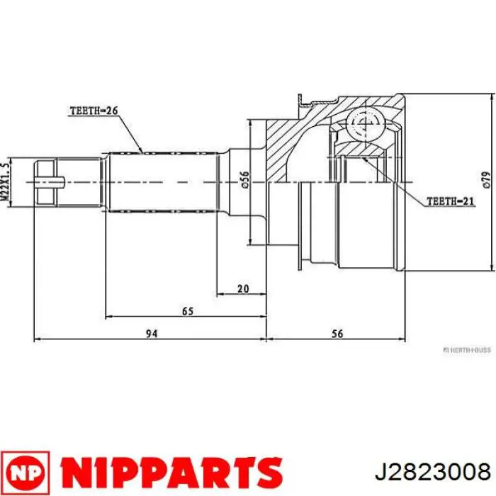 J2823008 Nipparts junta homocinética exterior delantera