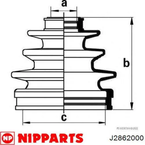 J2862000 Nipparts fuelle, árbol de transmisión delantero exterior