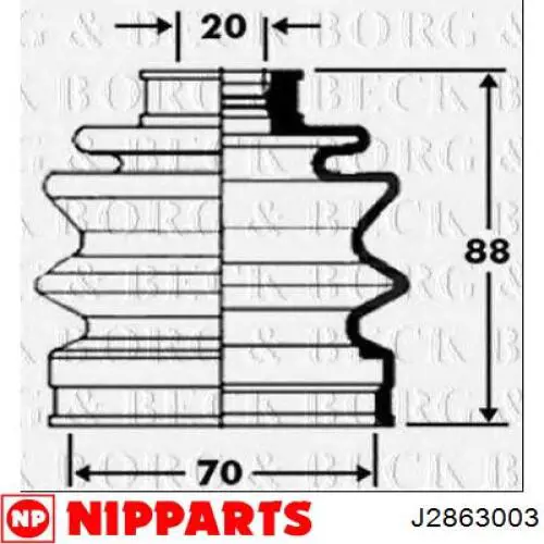 J2863003 Nipparts fuelle, árbol de transmisión delantero exterior