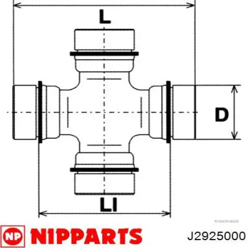 J2925000 Nipparts cruceta de árbol de cardán trasero