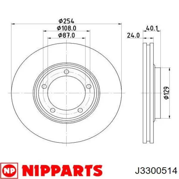 J3300514 Nipparts freno de disco delantero