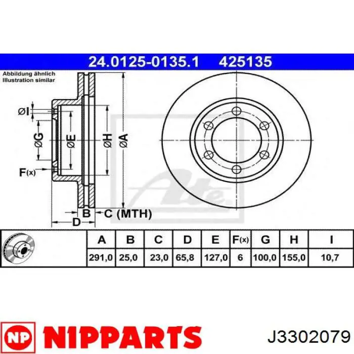 J3302079 Nipparts freno de disco delantero