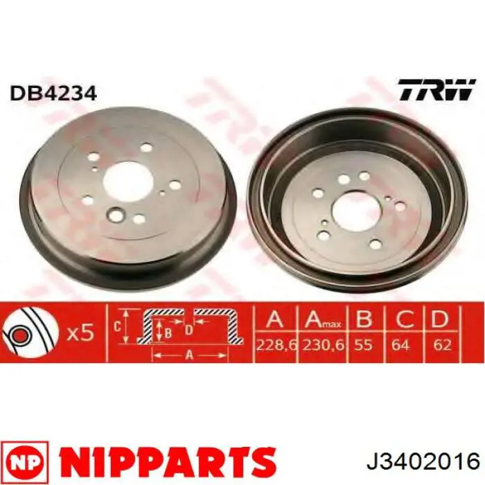  Freno de tambor trasero para Toyota RAV4 2 