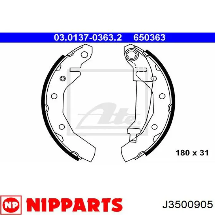 J3500905 Nipparts zapatas de frenos de tambor traseras