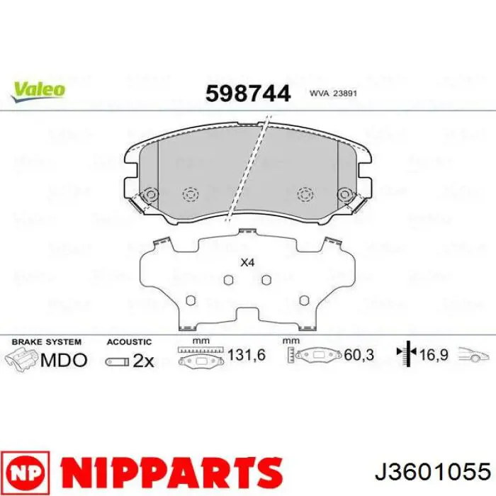 4106079E90 Nissan pastillas de freno delanteras