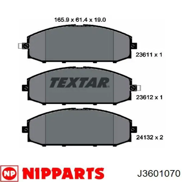 J3601070 Nipparts pastillas de freno delanteras