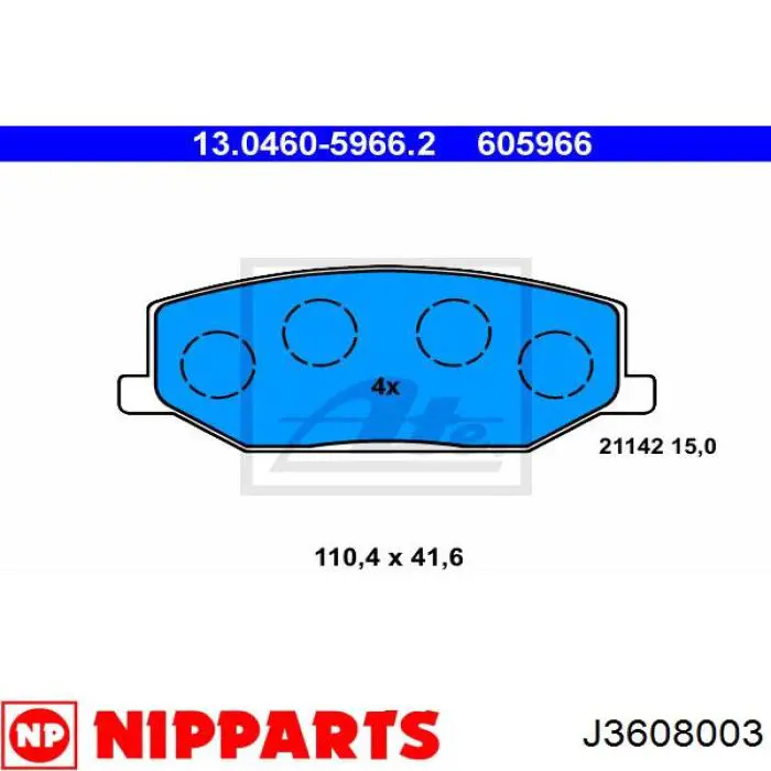 J3608003 Nipparts pastillas de freno delanteras