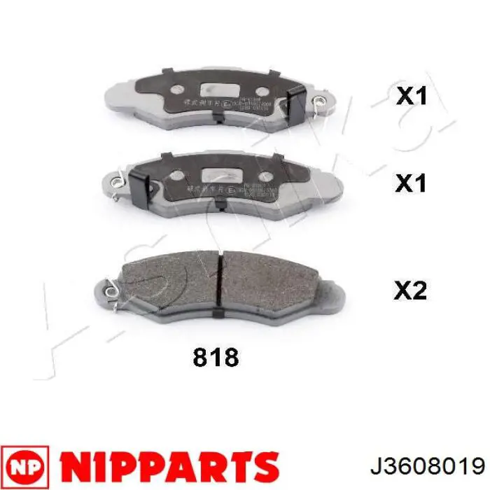 J3608019 Nipparts pastillas de freno delanteras