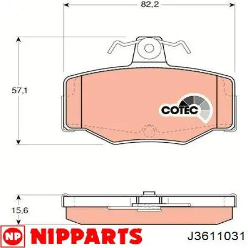 J3611031 Nipparts pastillas de freno traseras