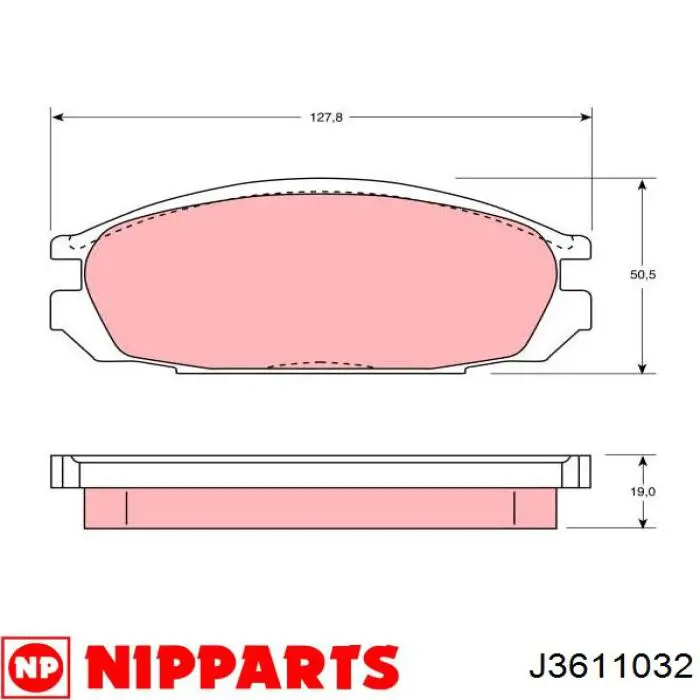 J3611032 Nipparts pastillas de freno traseras