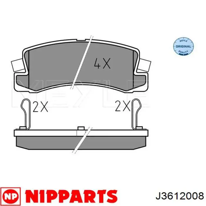 J3612008 Nipparts pastillas de freno traseras