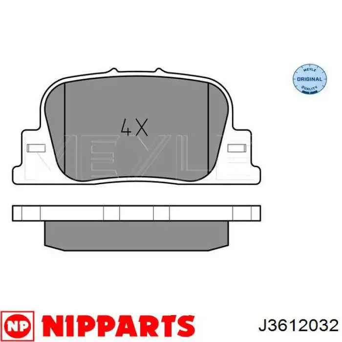 J3612032 Nipparts pastillas de freno traseras