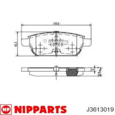 J3613019 Nipparts pastillas de freno traseras