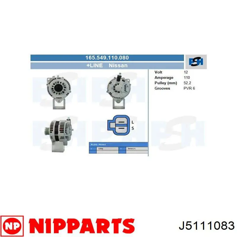 J5111083 Nipparts alternador