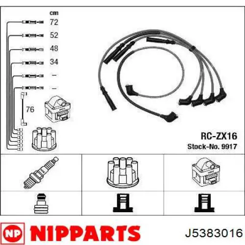 J5383016 Nipparts juego de cables de encendido