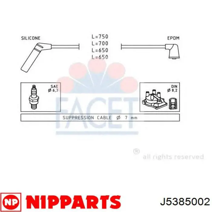 J5385002 Nipparts juego de cables de encendido