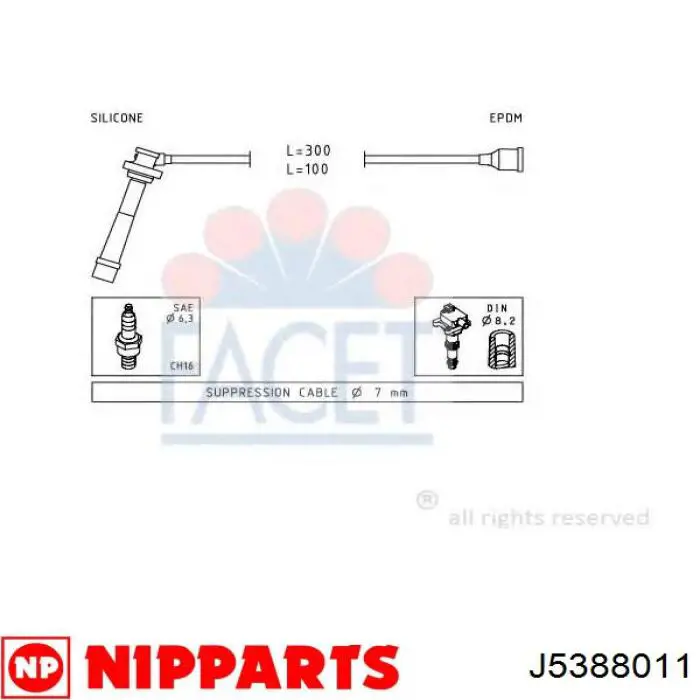 J5388011 Nipparts juego de cables de encendido