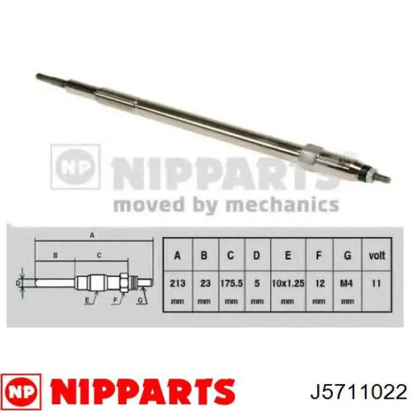 J5711022 Nipparts bujía de incandescencia