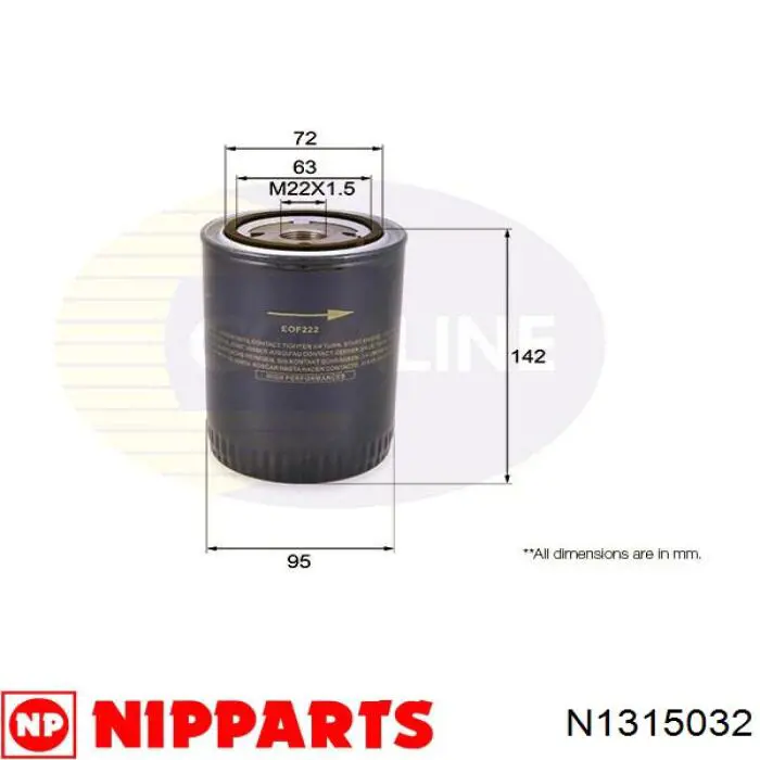 N1315032 Nipparts filtro de aceite